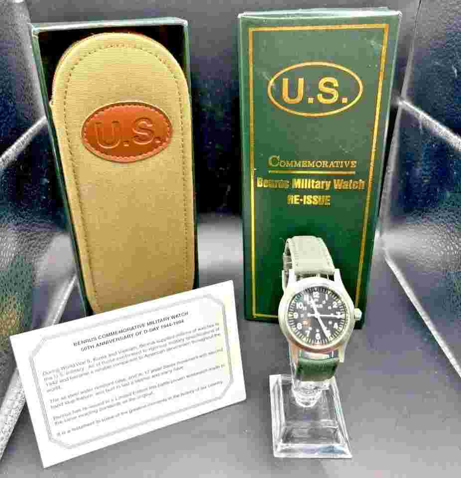 Benrus 50th anniversary D-Day WW2 Military Field Watch Reissue Amazing condition full set
