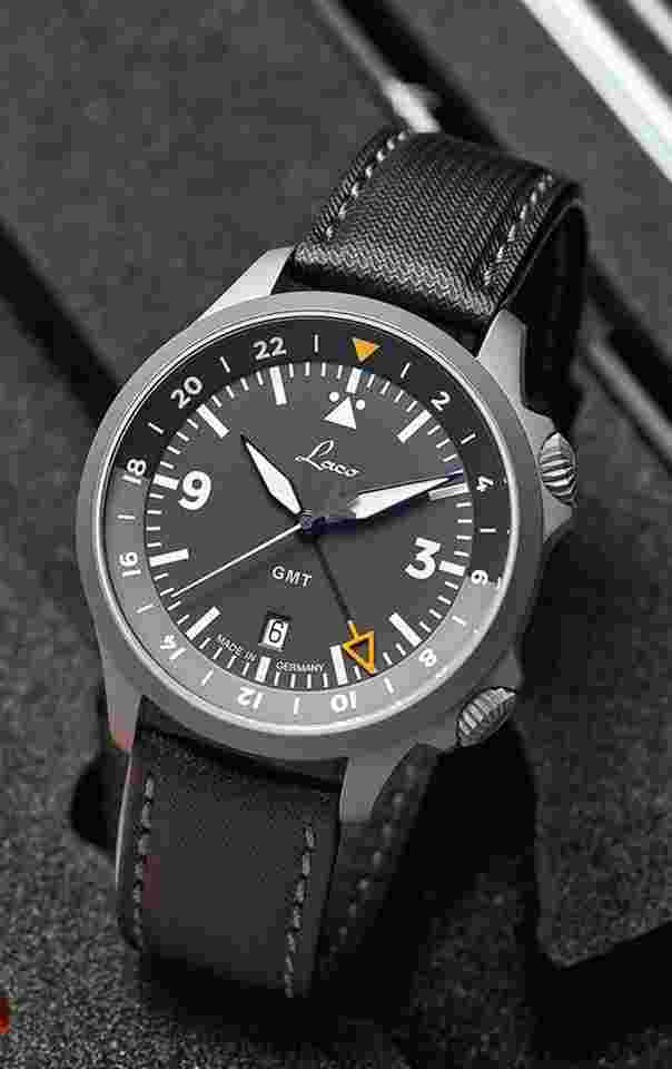 Laco Frankfurt GMT Schwarz Fliegeruhr Sondermodell - Automatic