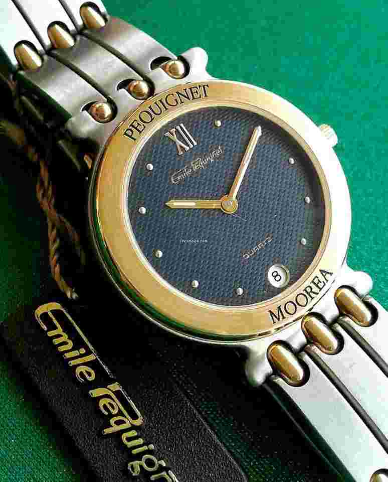 EMILE PEQUIGNET MOOREA Lady Steel/Gold Vintage N.O.S. 31 mm