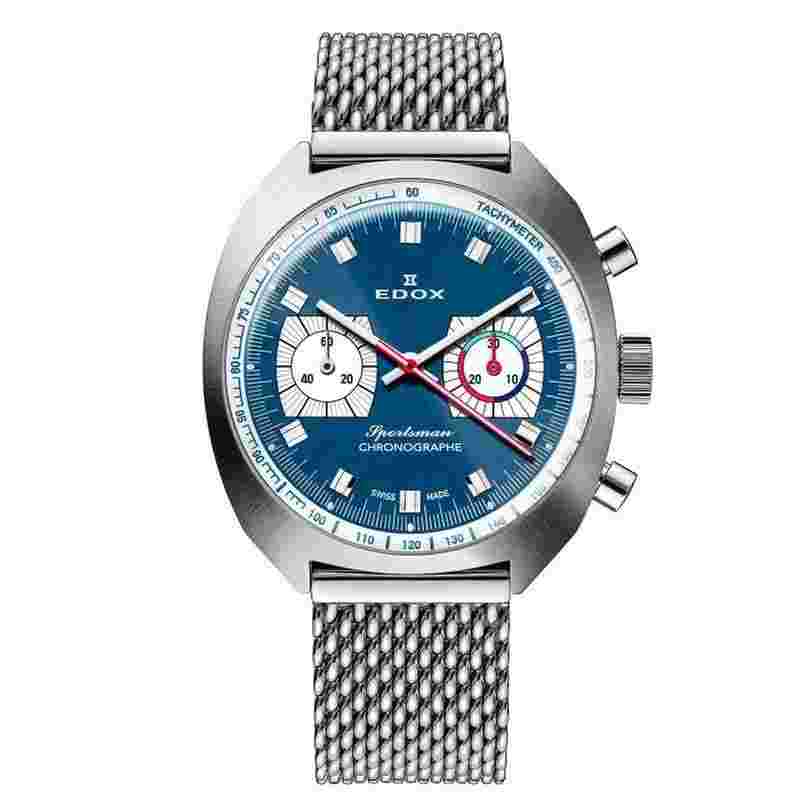 Edox SPORTSMAN CHRONOGRAPH<br>AUTOMATIC 08202-3BU-BUIN Japan Official New Full Set
