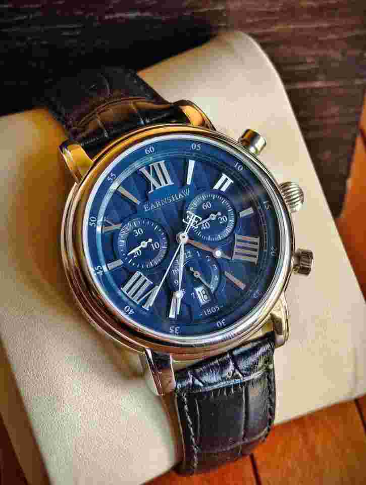 Earnshaw Regency Blue Chronograph Swiss Made Longcase