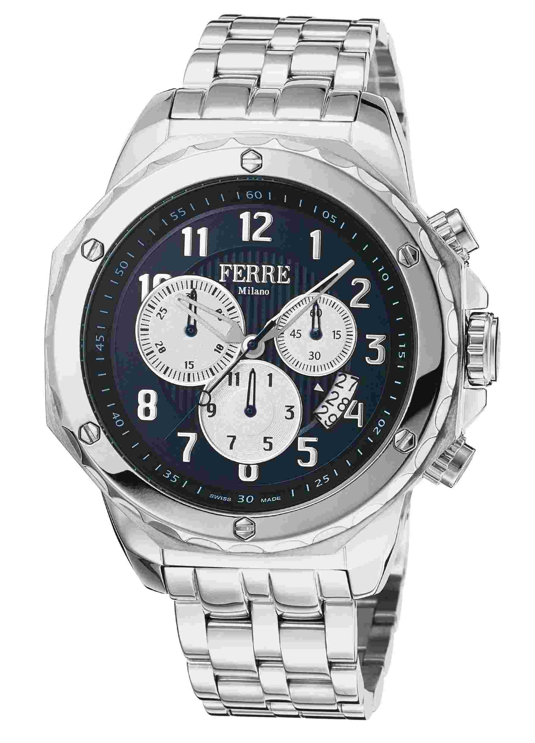 Ferre Milano IP Black  Silver Stainless Steel FM1G071M0071 Watch