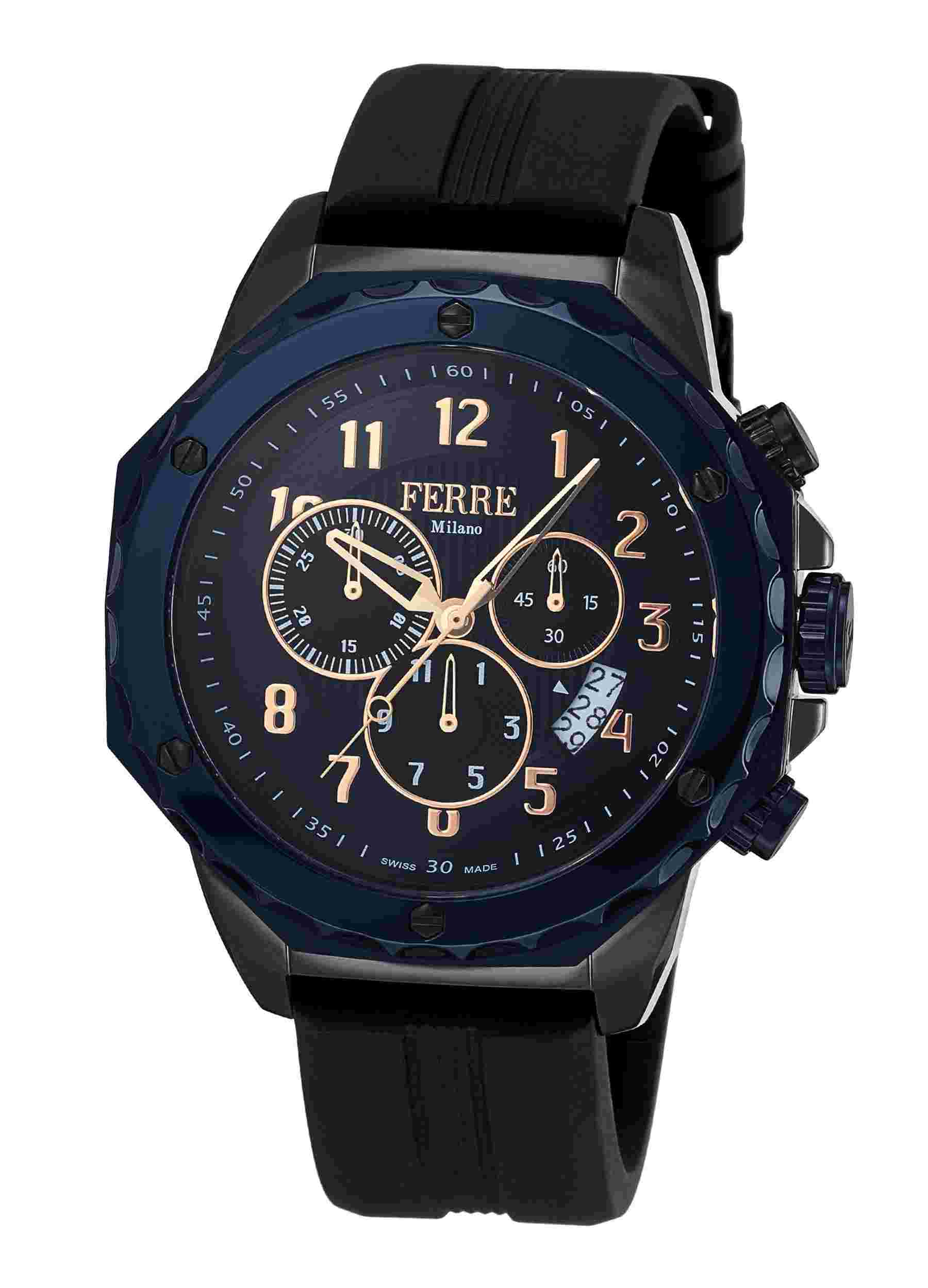 Ferre Milano Dark Blue Black Rubber FM1G071P0061 Watch