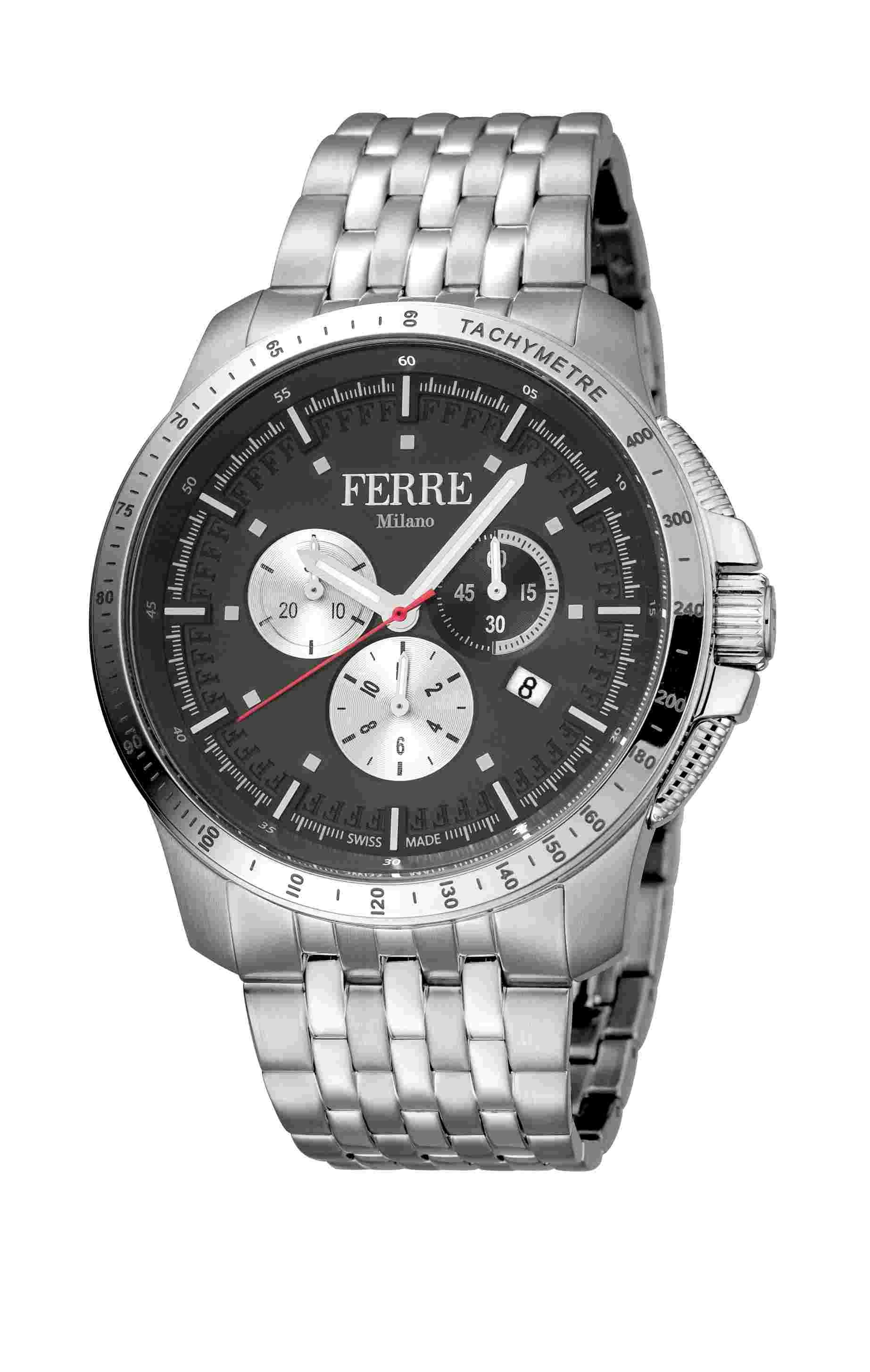 Ferre Milano Black Silver SS FM1G078M0071 Watch