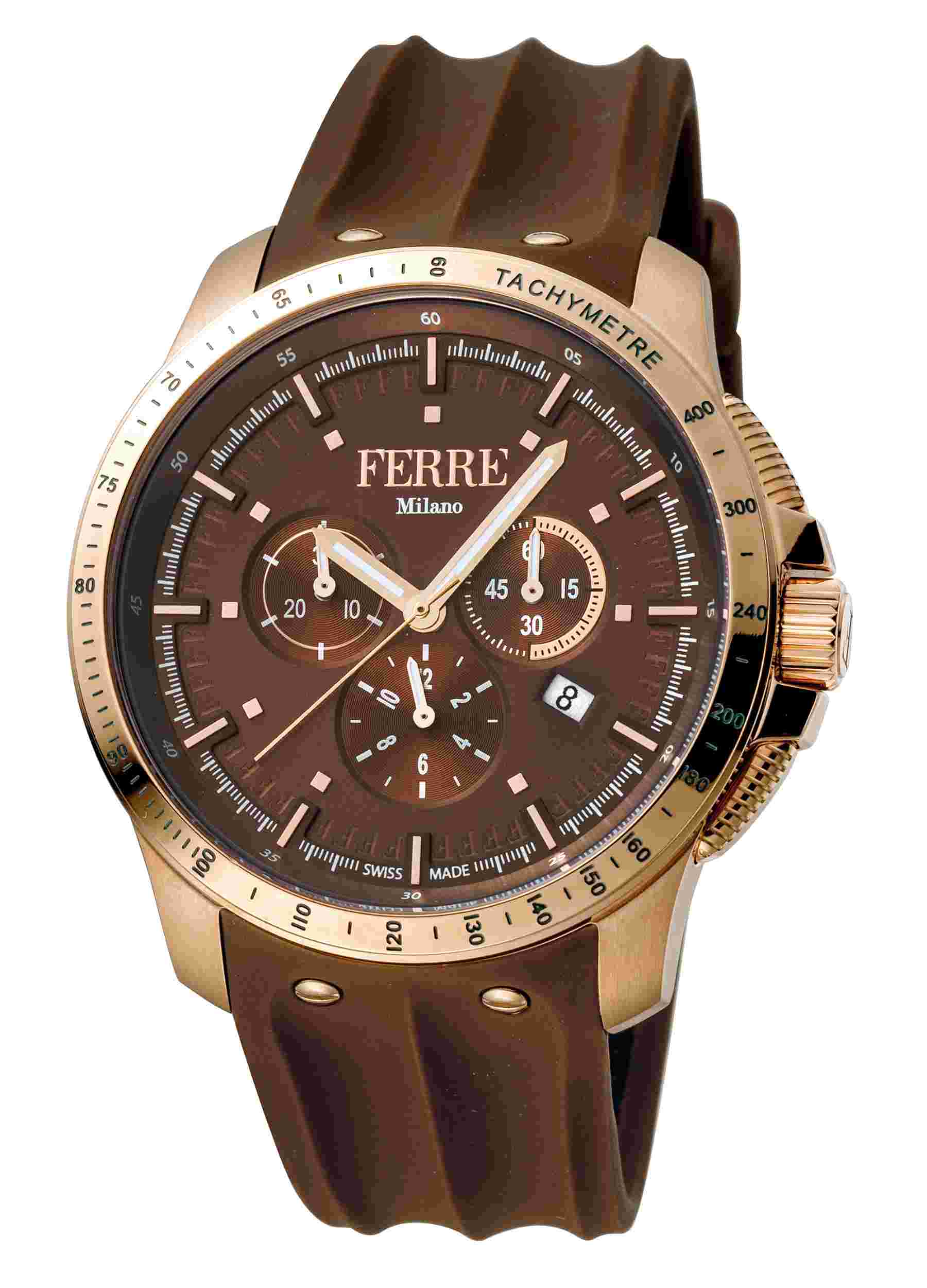 Ferre Milano Chocolate Brown   Brown Silicon FM1G078P0021 Watch