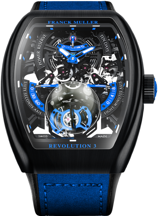 Franck Muller Mens Collection Vanguard Revolution 3 Skeleton V 50 REV 3 SQT NR BR (BL)